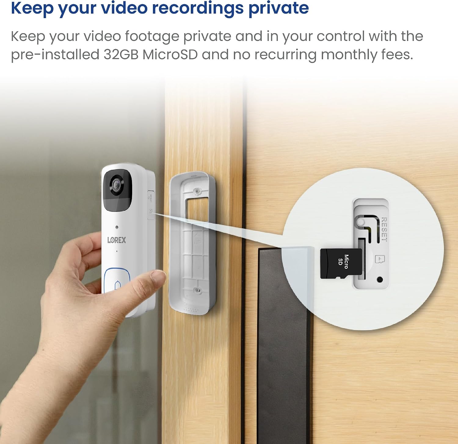 Lorex 2K Wireless WiFi Smart Video Doorbell Camera | No Subscription Fee | 32GB MicroSD Card Included | Smart Security Lighting | Night Vision | Battery-Powered | Motion Detection | White