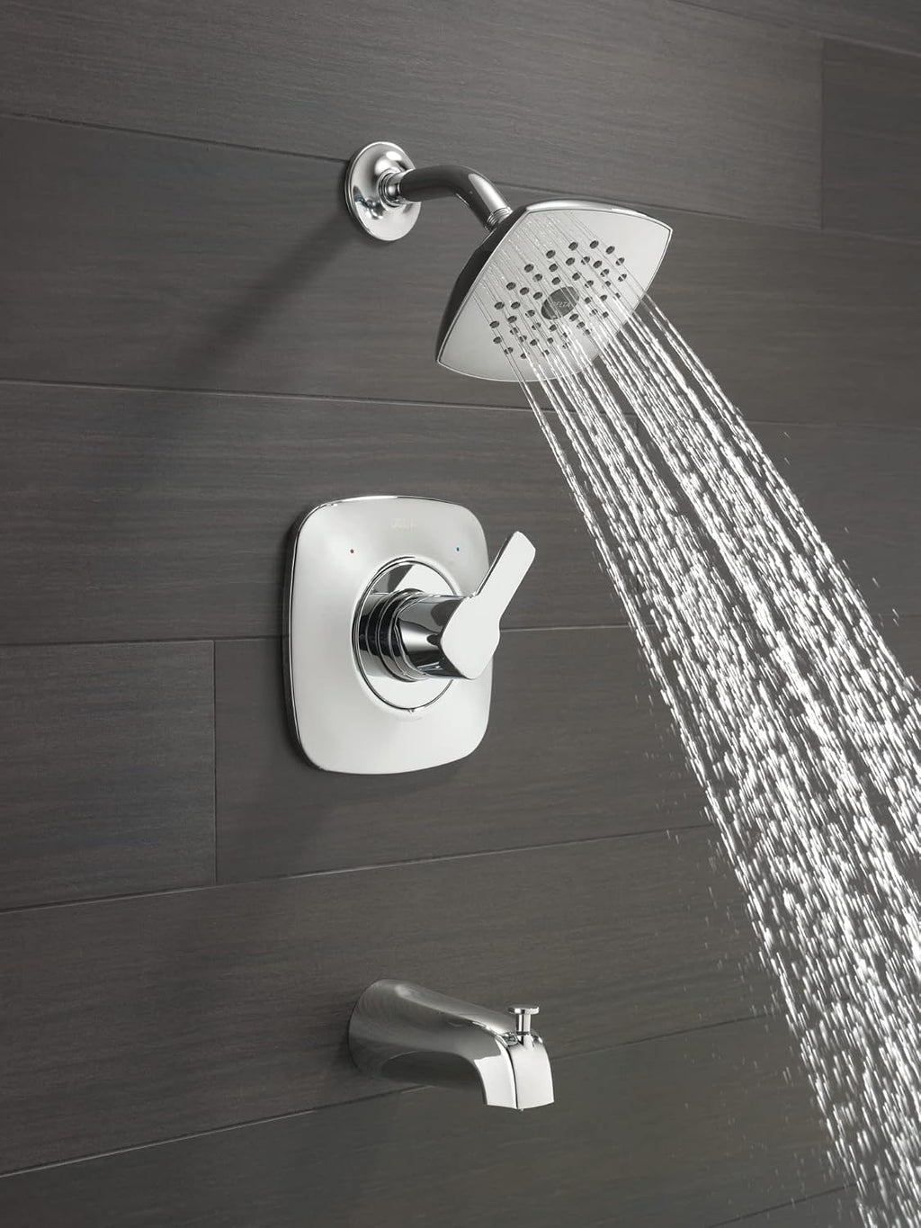 Delta Faucet Modern Single-Handle Chrome Tub and Shower Trim Kit, Shower Faucet with Single-Spray Touch-Clean Shower Head, Chrome T144339-PP (Valve Not Included)