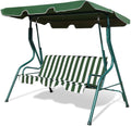 DREAMADE Porch Swing Outdoor, 3 Person Patio Swing w/Removable Cushion, Stand & Adjustable Canopy, Heavy Duty Swing Chair for Patio, Garden, Courtyard, Poolside