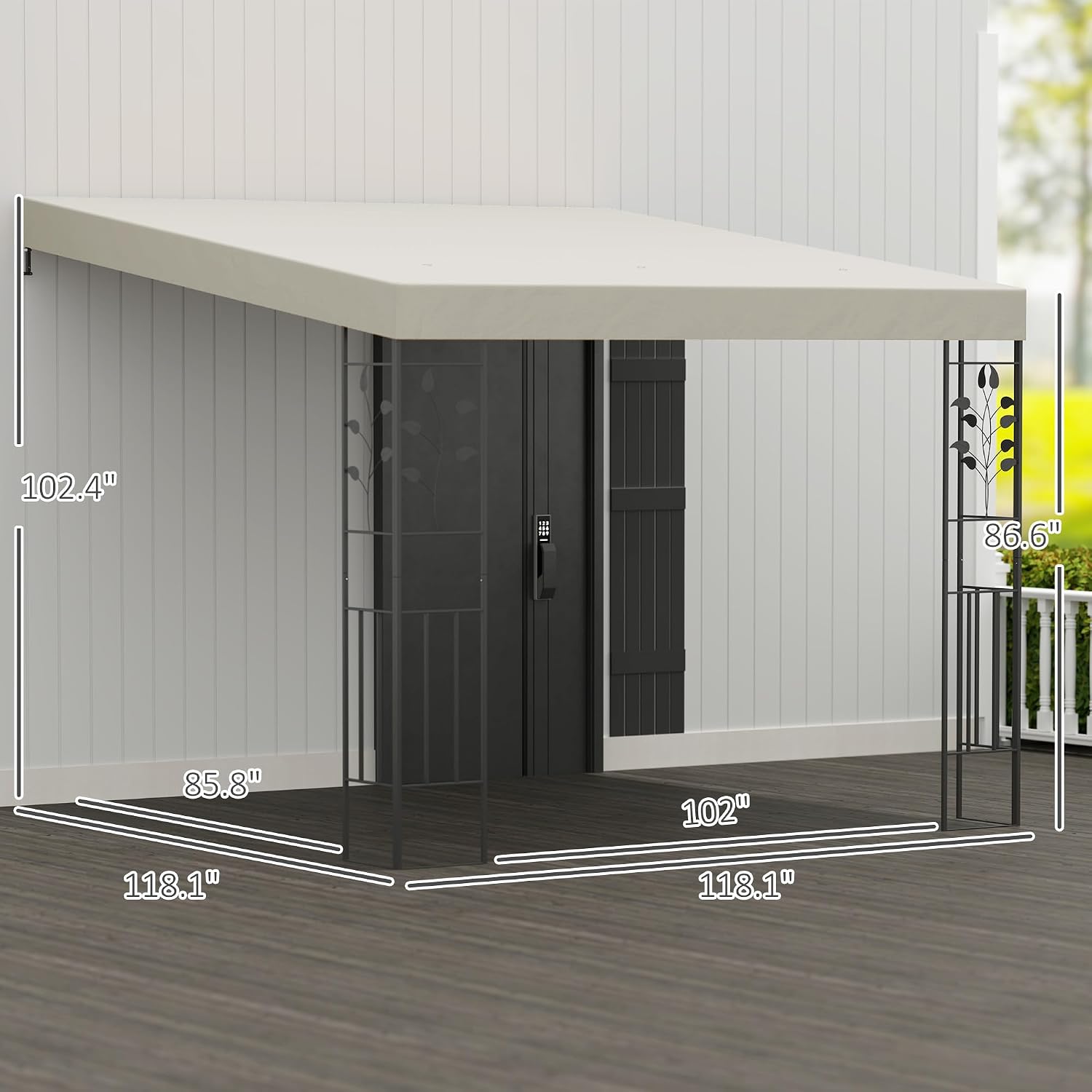 Outsunny 10' x 10' Outdoor Pergola Canopy, Metal Patio Canopy with Weather-Resistant Fabric and Drainage Holes for Backyard, Garden, Porch, Beach, Cream White
