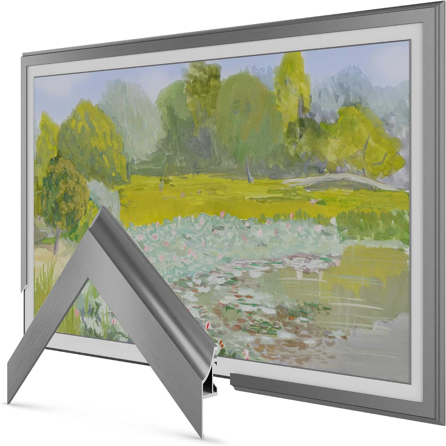 Graphite Scoop 65' Alloy Deco TV Frame - Compatible ONLY with Samsung The Frame TV and Pro TVs (Fits 2021-2026, LS03A, LS03B,LS03C,LS03D,LS03FA,LS03FW)