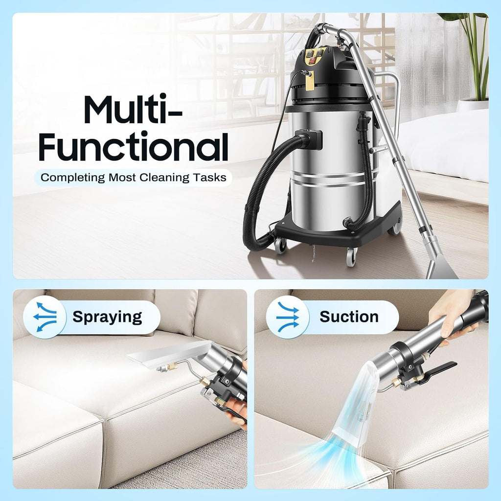 Commercial Carpet Cleaner Machine, 60L 3-in-1 Professional Carpet Vacuum Cleaner, Industrial Steam Cleaner Deep Steam Cleaner for Hotels, Offices