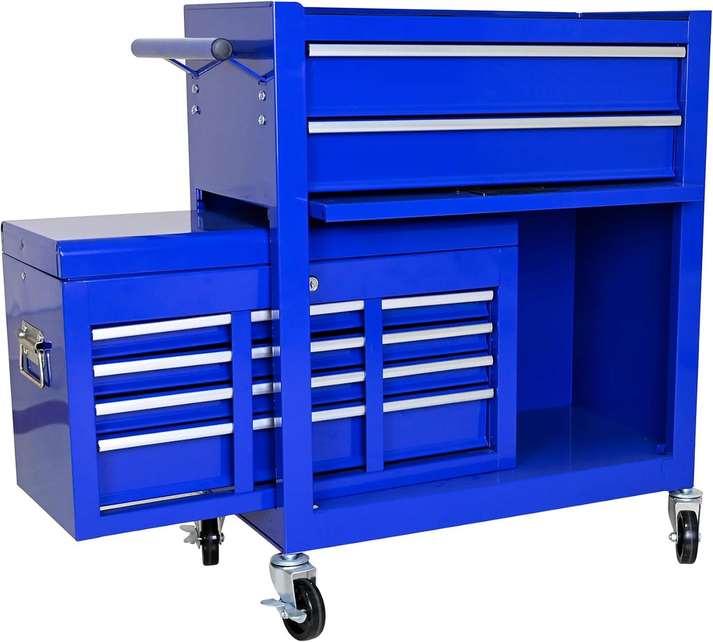 High Capacity Rolling Tool Chest with 8-Drawer Tool Box on Wheels Multifunctional Tool Cart Mechanic Tool Storage Cabinet for Garage, Warehouse, Workshop, Repair Shop (Blue)
