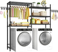 Ulif U5 Over the Washer and Dryer Storage Shelf, Laundry Room Space Saver Bathroom Storage and Organizer Rack for Hanging Towels and Drying Clothes with 5 Wire Shelves, 58.2'W x 13.4'D x 77.5'H, Black