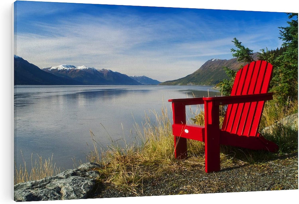 CafePress Canvas Wall Art Beach Red Adirondack Chair Ready to Hang for Living Room, Bedroom or Office