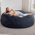 Hobestluk 6ft Bean Bag Chairs for Adults Large Beanbag Chair with Plush Faux Fur Cover Big Bean Bag Chair for Living Room Bedroom Dorm Office - Dark Grey (70' x 70' x 15')