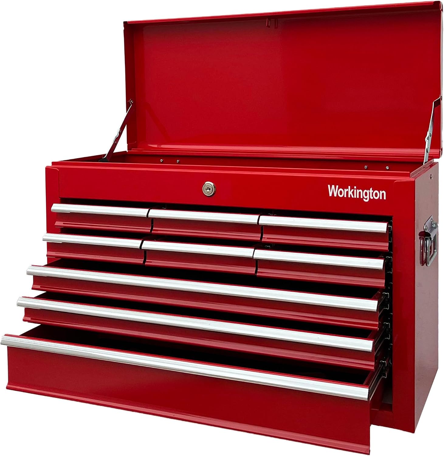 Workington Portable Metal tool chest with 9 drawers, 24' Cabinet with Ball Bearing Drawer Slides, Steel Tool Storage Box Organizer 4006 Red