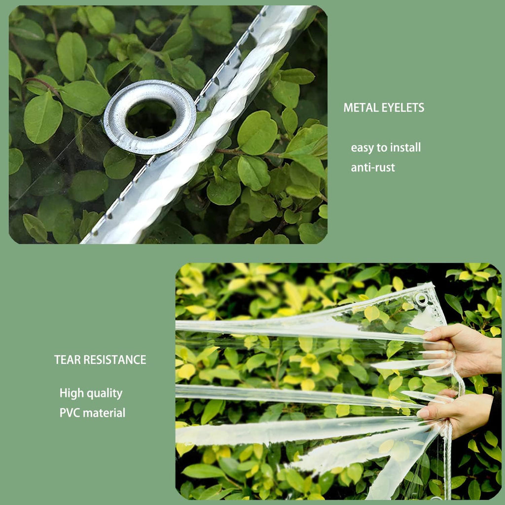 10' x16' Clear Waterproof Tarp, PVC 14 Mil Tarpaulin with Grommets and Cable Tie, Duty Heavy Tear Resistant Cover for Camping, Plants Greenhouse, Cars, Patio and Pavilion