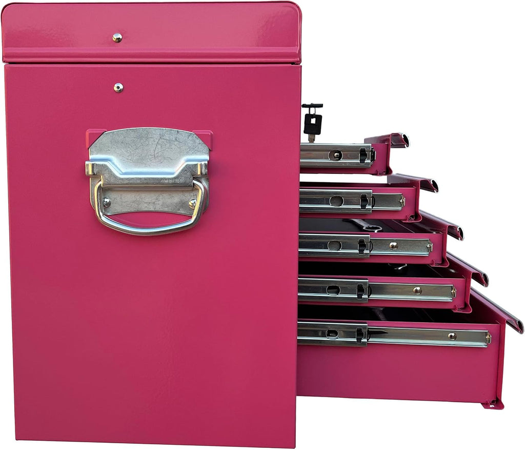 Workington Portable Metal Tool Chest with 9 Drawers, 24' 9-Drawer Tool Chest Cabinet with Ball Bearing Drawer Slides, Steel Tool Storage Box Organizer 4006 Pink