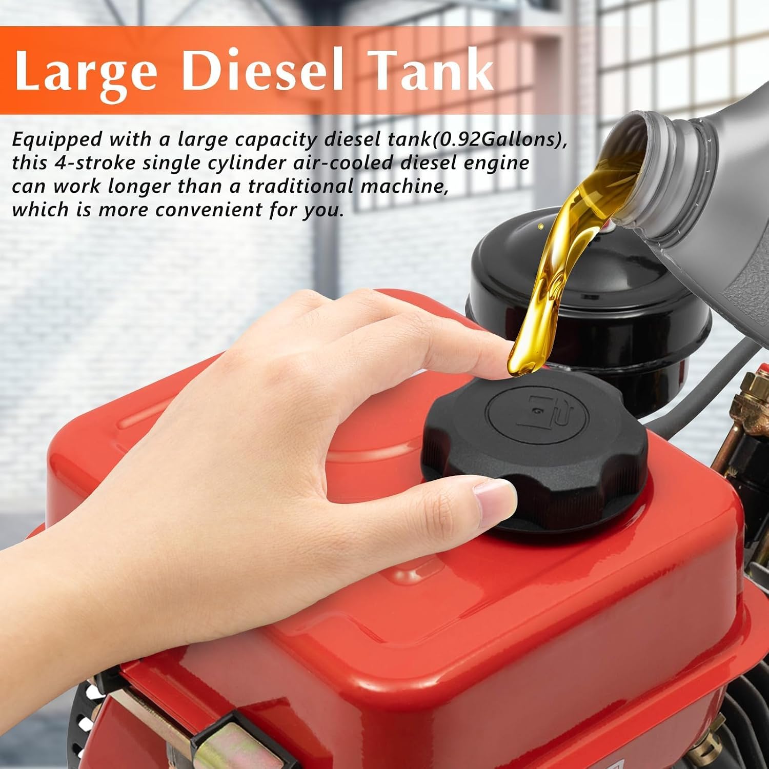 Diesel Engine, 196Cc 4-Stroke Single-Cylinder Diesel Engine, 3HP Engine with Air-Cooled Recoil Starter Systemdiesel Engine for Go-Karts, Lawnmowers, Generators, Log Cutters