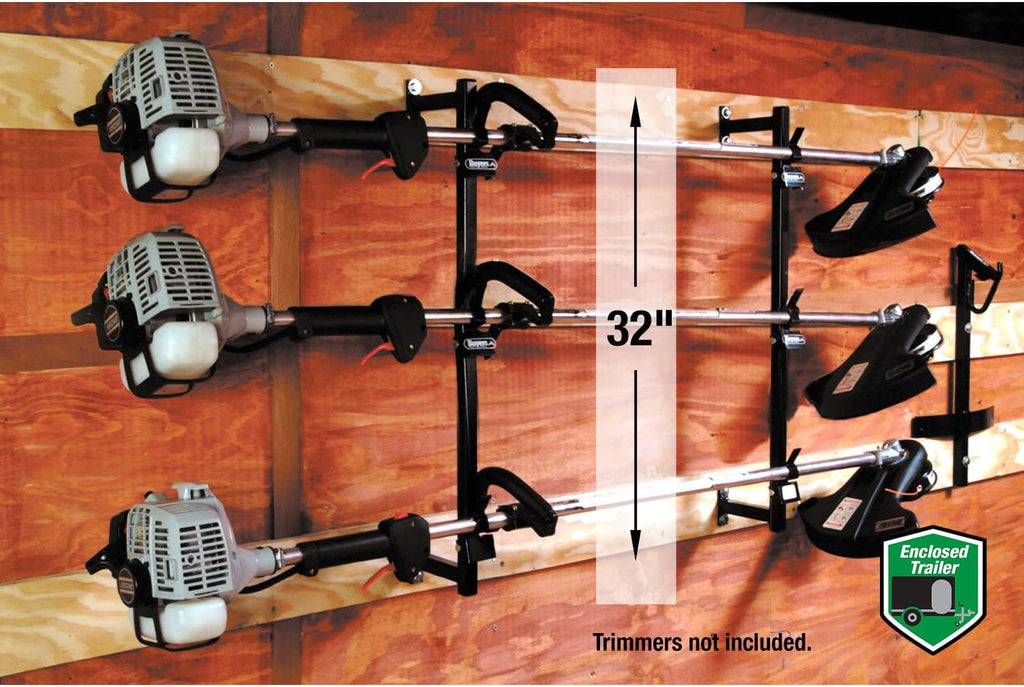 Buyers Products LT12 Landscape Trimmer Edger Locking Rack for Enclosed Trailers & Walls, Made In The USA, Holds 3 Yard Lawn Weed Whackers Tools, Trimmer Holder for Landscape Trailers