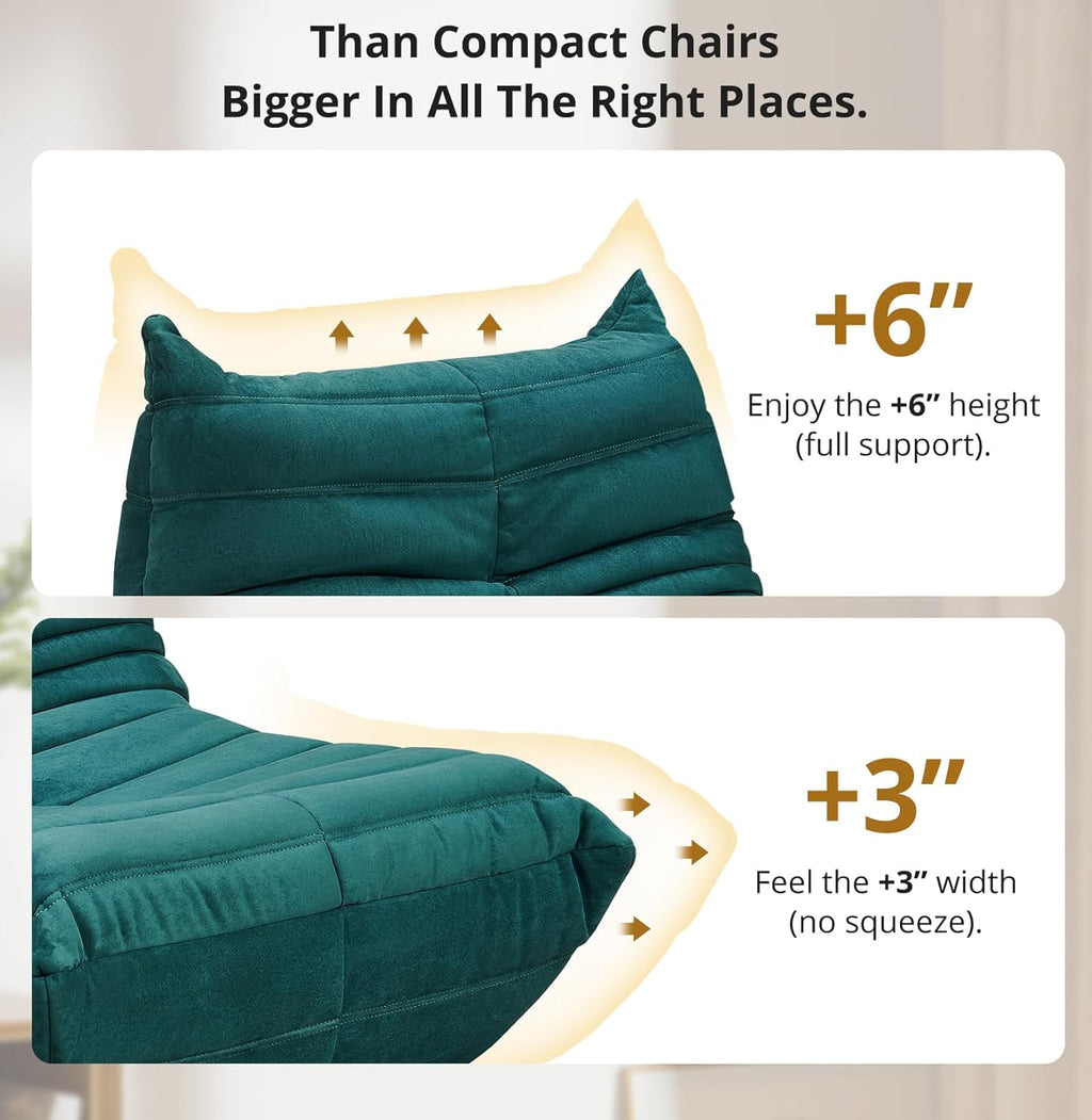 Fireside Chair, Lazy Floor Sofa Couch, Corner Bean Bag Chair, Corner Chair Sofa,Bean Bag Chair for Living Room Bedroom Salon Office Apartment or Gaming Venue (Green)