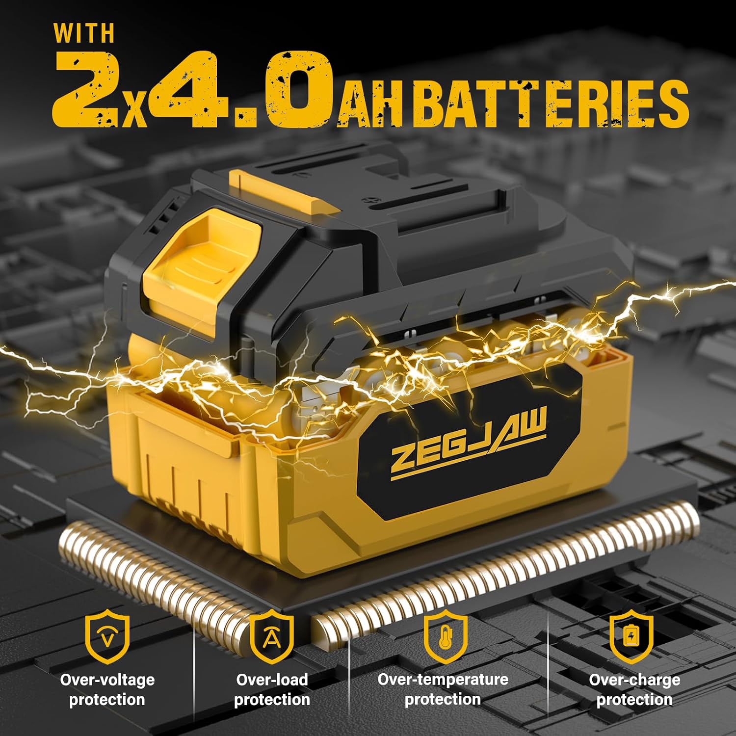 ZEGJAW 40V Weed Wacker Cordless, 8-Inch Pole Saw, Hedge Trimmer and Brush Cutter, 4-in-1 Multi Garden Tools with 2X20V 4.0Ah Batteries and Charger