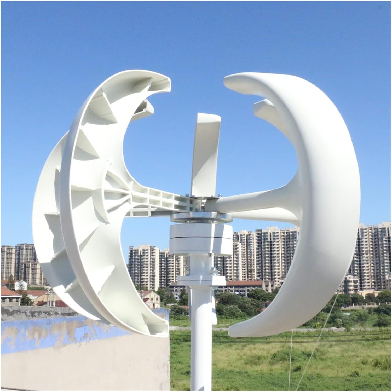Wind Turbine Generator, 3000W Small Vertical Axis Wind Turbine Generator 3KW 12V 24V 48V with MPPT Low Noise Windmill for Home Farm Wind System,Generator Motor(White with Control,12V)