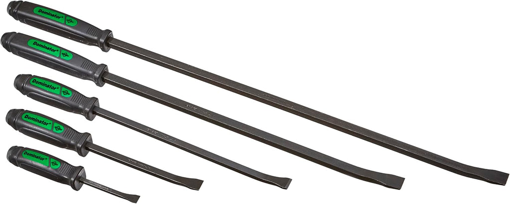Mayhew Tools 61366GN Dominator Pry Bar Set, 8', 12', 17', 25' & 31' Curved Pry Bars, Green