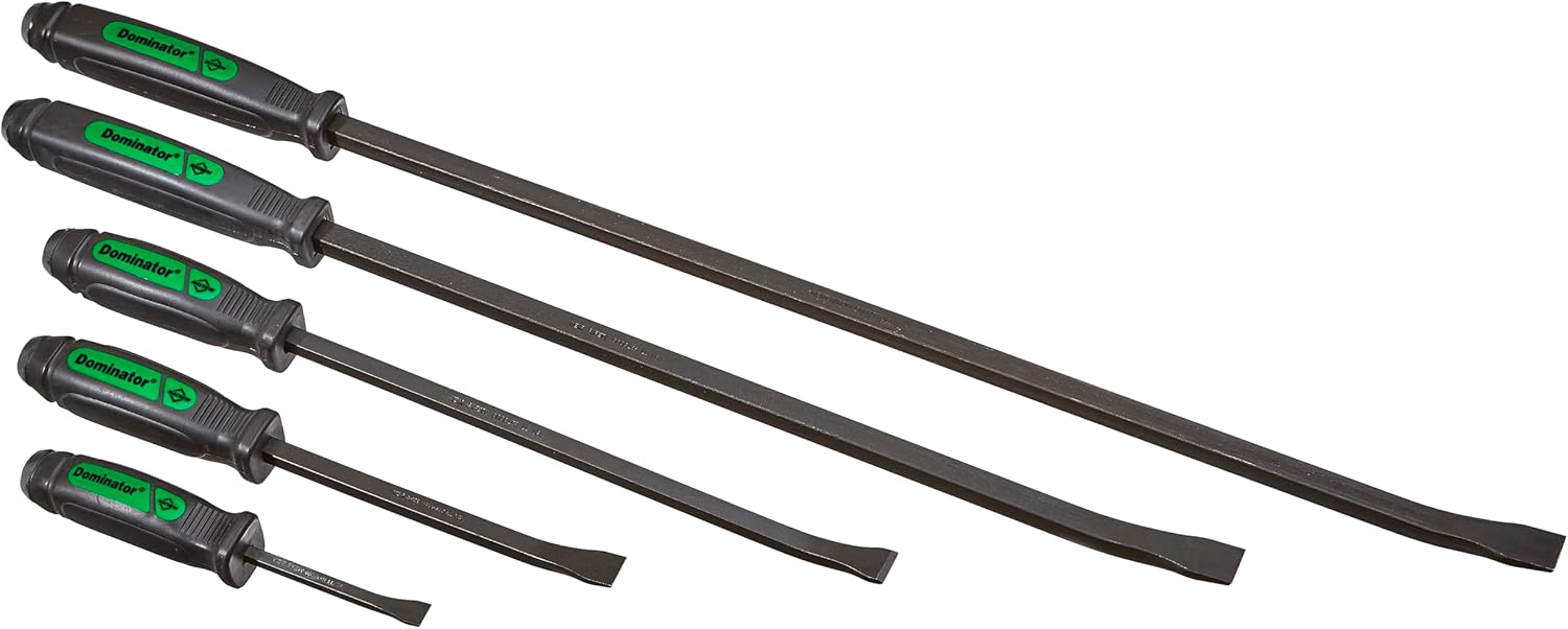 Mayhew Tools 61366GN Dominator Pry Bar Set, 8', 12', 17', 25' & 31' Curved Pry Bars, Green