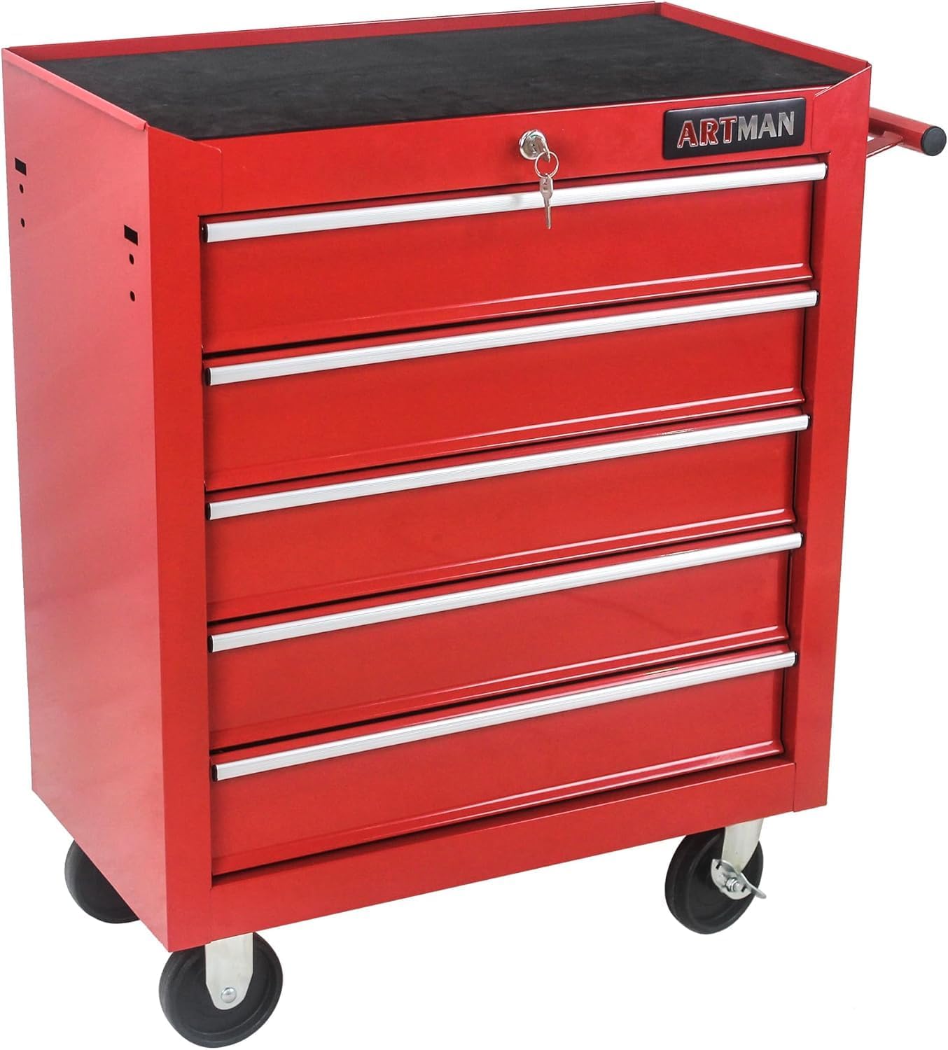 5 Large Drawers Rolling Tool Cart on Wheels, Trolley Organizer Tool Case Tool Chest, Multifunctional Tool Storage Tool Box for Workshop, Garage, Warehouse RED