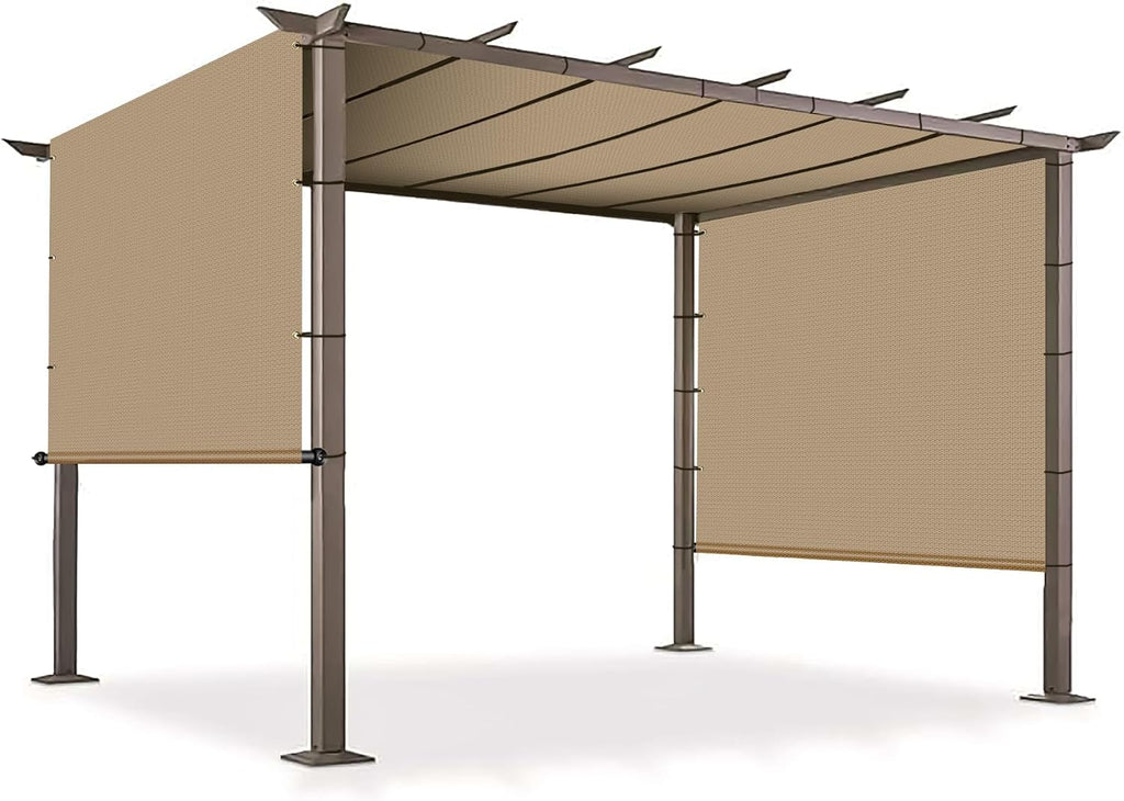 10' x 8' Universal Pergola Shade Cover with Grommets Weighted Rods, Sun Shade Cloth Outdoor Canopy Replacement Cover, Patio Awning for Porch, Backyard, Gazebo, Garden, Sand