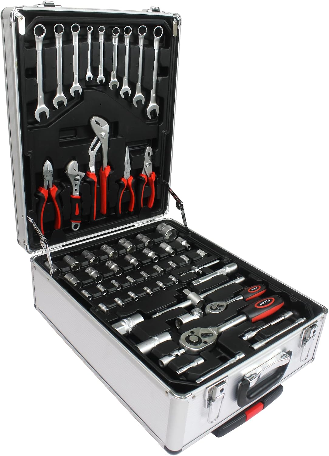 899PCS Tool Set, Household Tool Kit with Rolling Tool Box, Complete Tool Box Set Hand Tool Set with Tool Box, Mechanic Tool Set Rolling Tool Set for Auto Repair/Home Tool Set (White)