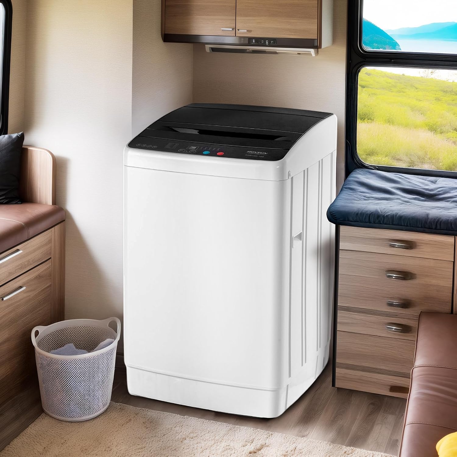 Bonnlo 30LBS Fully Automatic Washer, 2 in 1 Portable Washing Machine, Top Load Washer and Spin Dryer Combo with Drain Pump, 8 Washing Programs & 8 Water Level for Home, Apartment