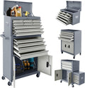 13-Drawer Rolling Tool Chest with Double Doors, 2 in 1 Detachable Rolling Tool Chest with Drawers, Mobile Tool Cabinet Combo, Metal Large Lockable Tool Box for Garage Workshop (Gray)