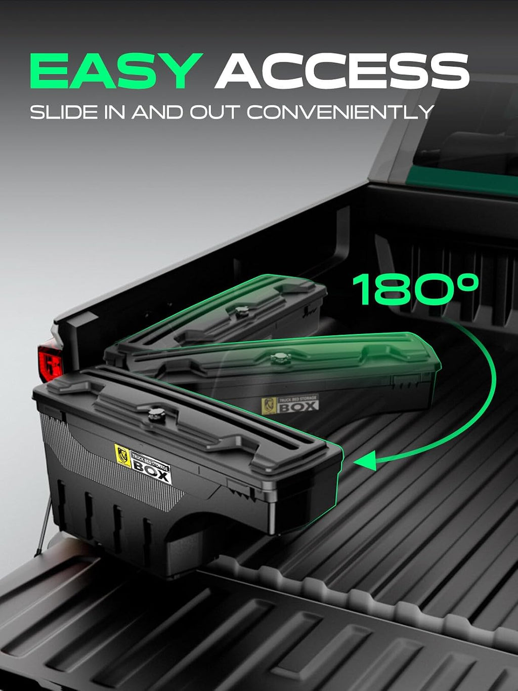 YHTAUTO Driver Side Truck Bed Storage Tool Box Compatible with 1997-2014 Ford F-150 & 2004 F-150 Heritage Fleetside, Without Bed Rail Storage, Lockable Swing Waterproof Wheel Well ToolBox