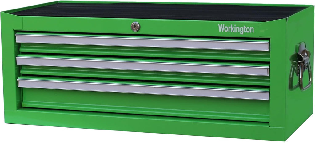 Workington Industrial 3 Drawers Portable Metal Intermediate Box, 26' Middle Tool Chest Cabinet with Ball Bearing Drawer Slides, Steel Tool Storage Box Organizer 4009 Green