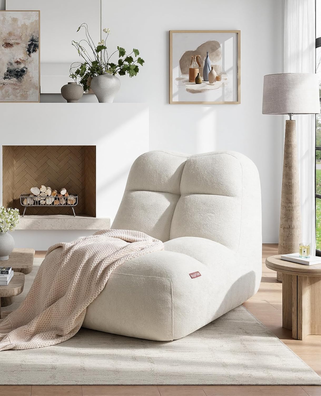 Relefree Giant Bean Bag Chair for Adults, High-Back Memory Foam Bean Bag, Comfy Boneless Chair, Lounge Chair for Bedroom, Living Room, Gaming, Reading Nook