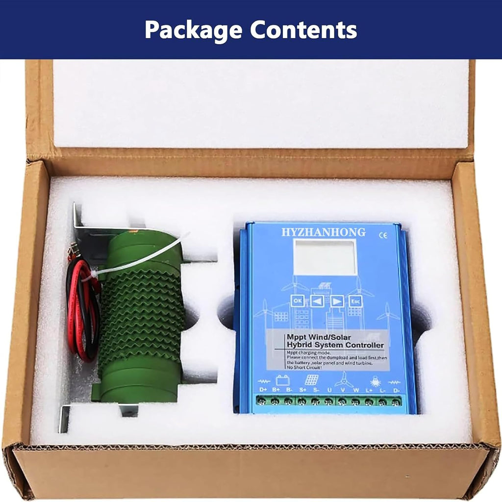 1500W-3000W Wind Solar Hybrid System MPPT Charge Controller with Dump Load Wind Turbine Generator Solar Panel 12V 24V 48V Auto Regulator,12v