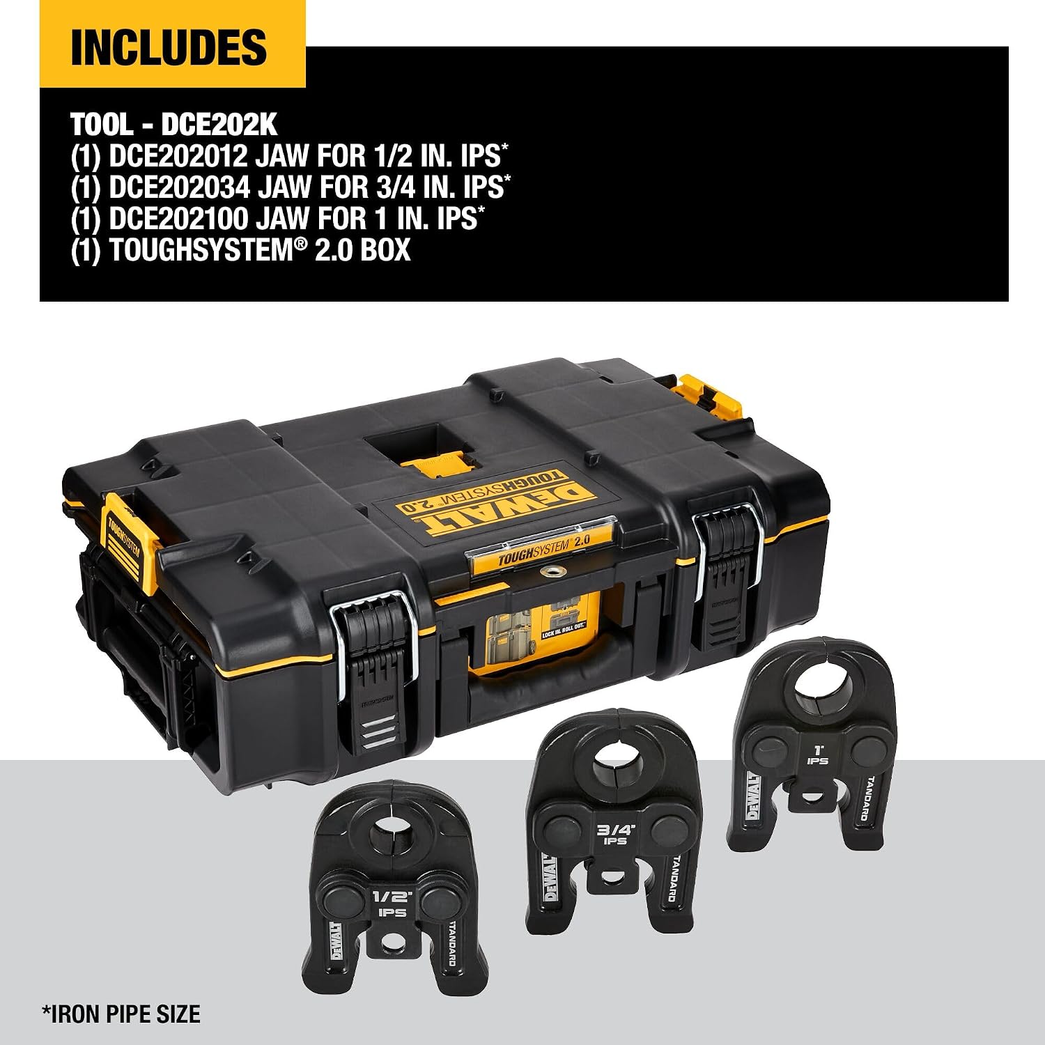 DEWALT Press Kit Tool Kit, Jaw, 1/2 to 1 Inch (DCE202K)