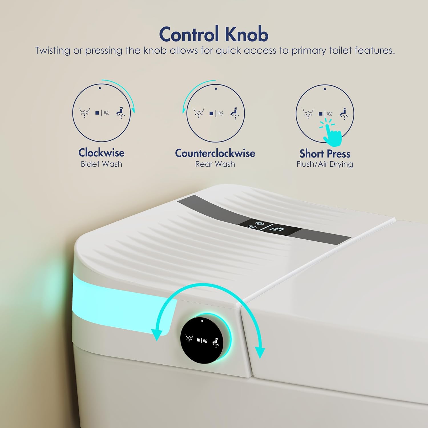 Smart Toilet, Eridanus One Piece Bidet Toilet for Bathrooms, Foot-Sensor, Off-Seat Auto Flush, Adjustable Warm Water Sprayer, Air Dryer, Elongated Heated Seat, Power-Assisted Flush