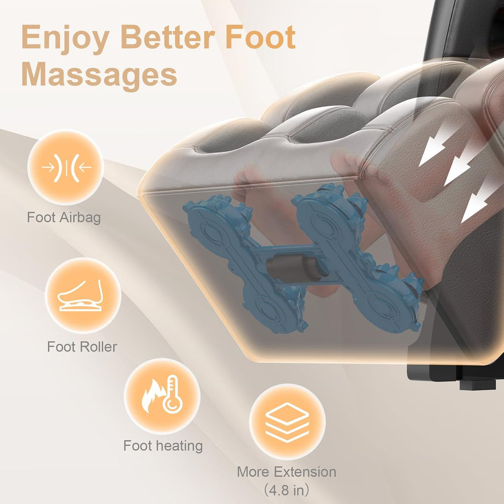 FURNIMAT 2026 Massage Chair Full Body, Zero Gravity Massage Chair with 10 Fix Rollers, Airbags, Heating, Foot Massage, Auto Modes, Bluetooth Speaker, Smart Screen Controller(Upgraded Version)