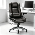 COLAMY Leather Executive Office Chair - High Back Ergonomic Home Computer Desk Chair with Padded Flip-up Arms, Adjustable Tilt Lock, Swivel Rolling Chair for Adult Working Study, Brown