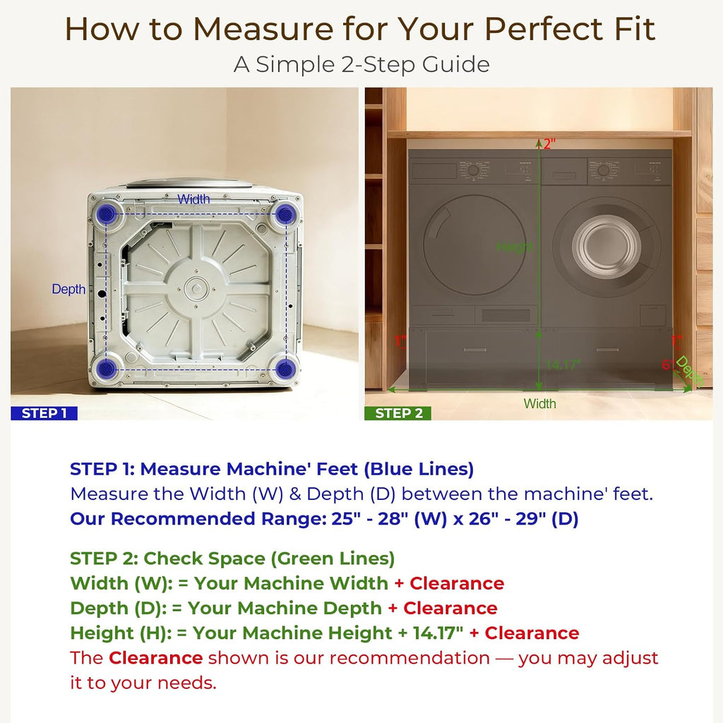 SKM Washer and Dryer Pedestal with Drawer, Laundry Pedestal for Washer and Dryer Stand, Heavy Duty Steel Washing Machine Stand Height Raiser (2, black, 28' W x 29' D x 14' H)