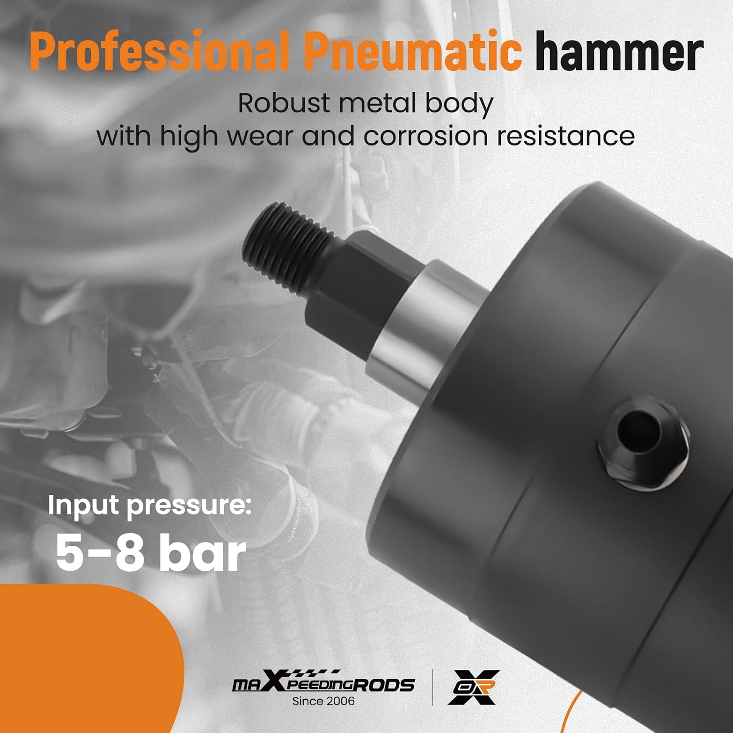 maXpeedingrods Pneumatic Injector Puller Set, 24 pcs 5-8 Bar Air Vibration Diesel Fuel Injector Removal Tool Kit with Extractor Hammer, 19 Adapters, Extension Hose, and EU US JP Connectors