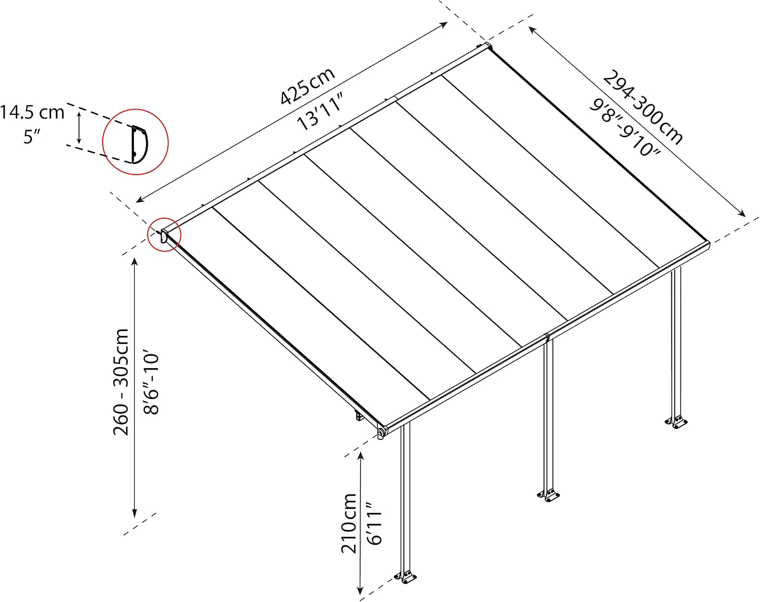 [Palram - Canopia Feria 10' x 14' Patio Cover - Gray]