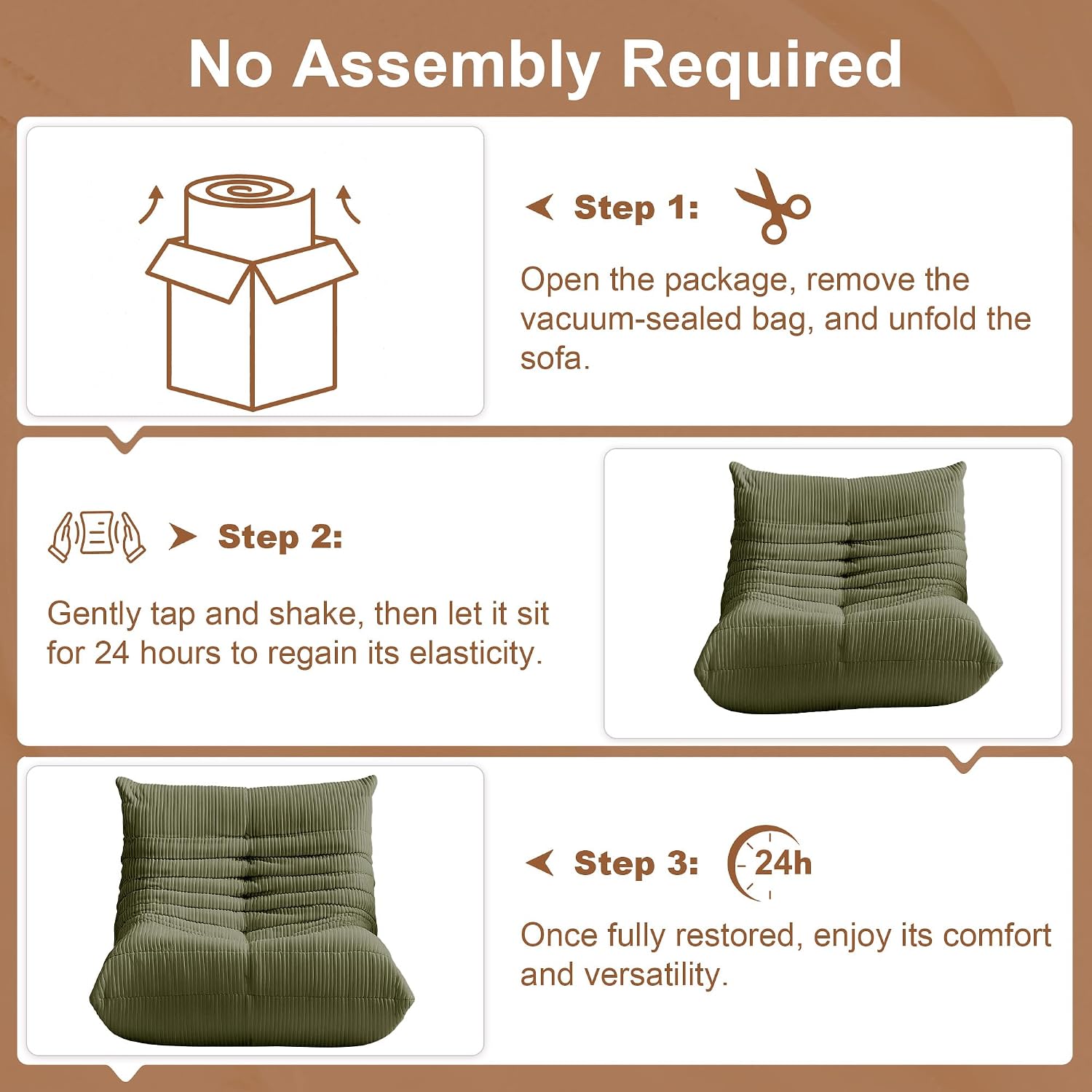 Bean Bag Chair for Adults, Giant Bean Bag Chairs with Lumbar Pillow, Oversized Corduroy Memory Foam Boneless Chair with High-Rebound, Lazy Floor Sofa for Reading Gaming Living Room Bedroom, Green