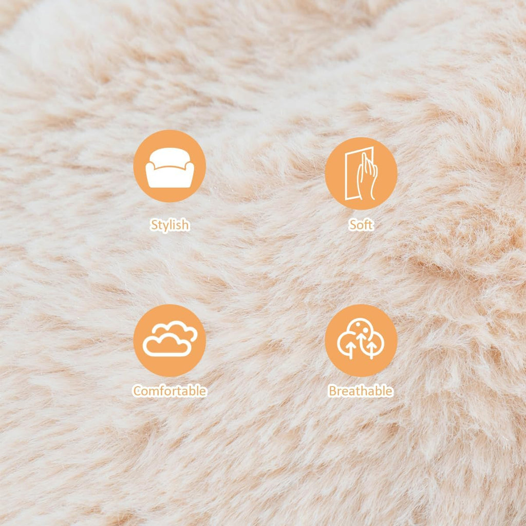 Giant Bean Bag Chair, Lazy Sofa Bean Bag for Teens Adults, Shell Shaped Big Comfy Sofa with Armrests for Bedroom Living Room, Bean Bag Lazy Chair for Gaming, Reading - Beige