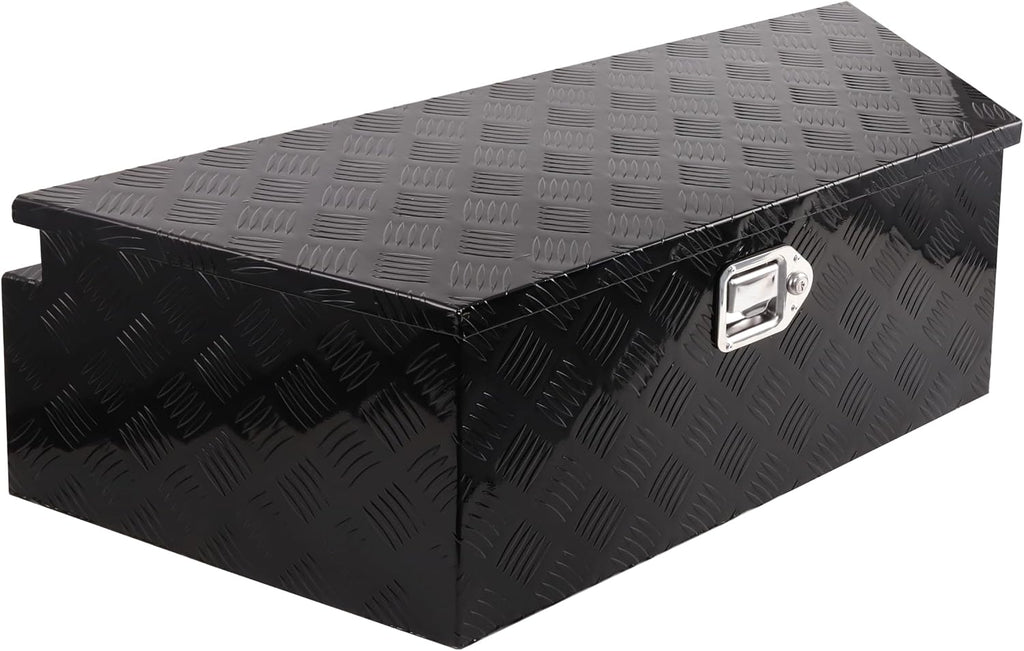 39 Inch Trailer Tongue Tool Box, Aluminum Trailer Tool Box with Lock and 2 Keys, 39' x 16.5' x 12' Heavy Duty Trailer Storage Box for Pickup Truck Bed, Black