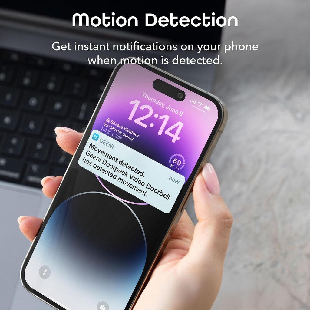 Geeni Smart Video Doorbell, 1080p HD, Motion Detection, Night Vision, Two-Way Audio, Weather-Resistant, Wired Installation, Alexa & Google Assistant Compatible, Wi-Fi Security Camera
