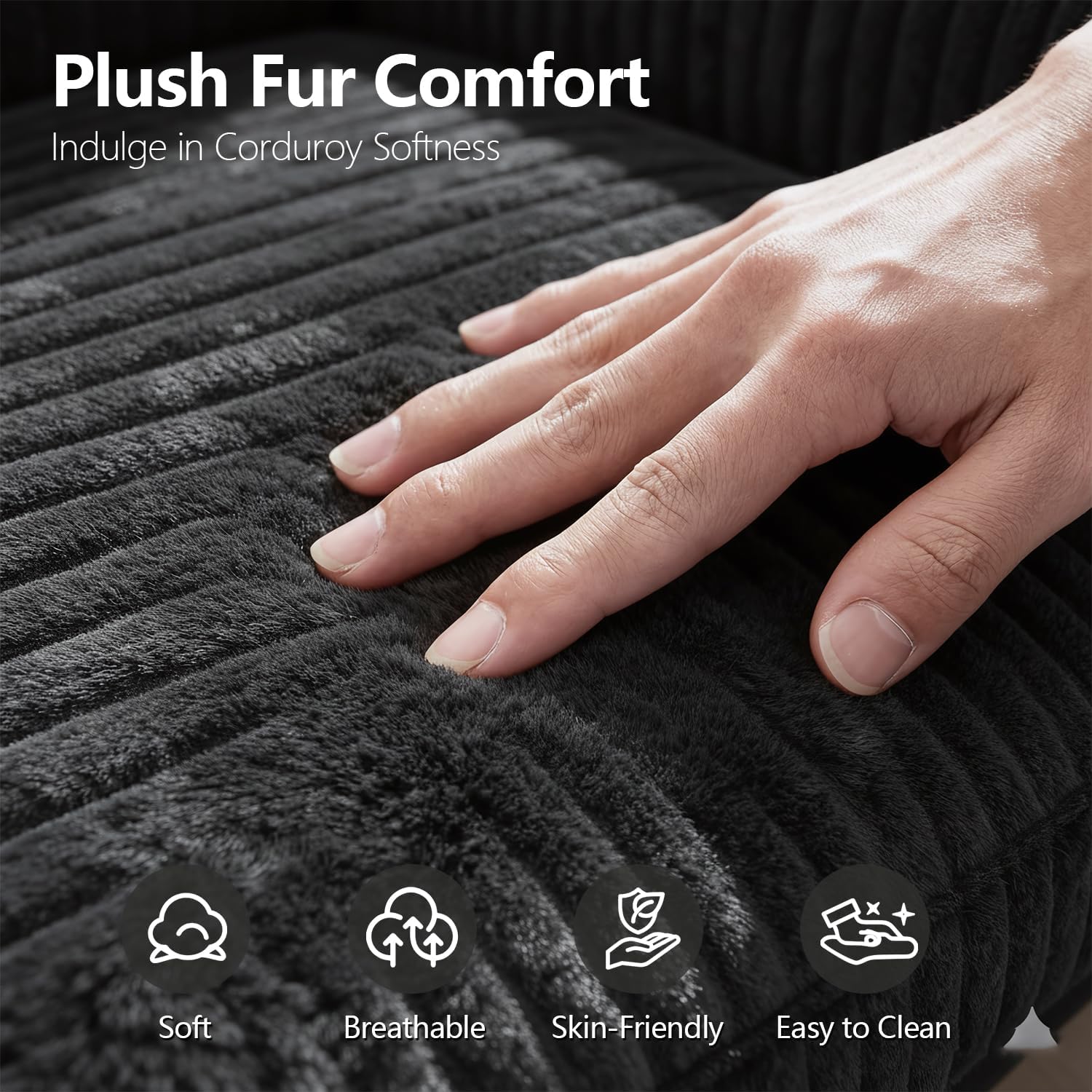 67' Oversized Chaise Lounge Chair Indoor, Soft Boneless Cloud Couch with 3 Pillows, 4 Side Pockets and 2 Cup Holders, Comfy Corduroy Sleeper Couch for Living Room Bedroom