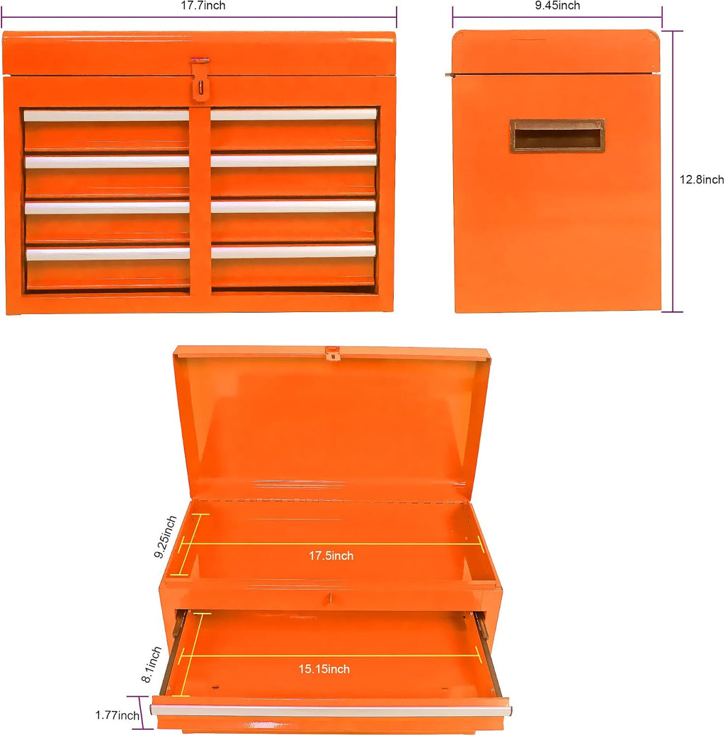 5 Drawers, Portable Rolling Box On Wheels, High Capacity Tool Chest Organizer for Garage, Workshop, Home Crafts Use Orange, Large