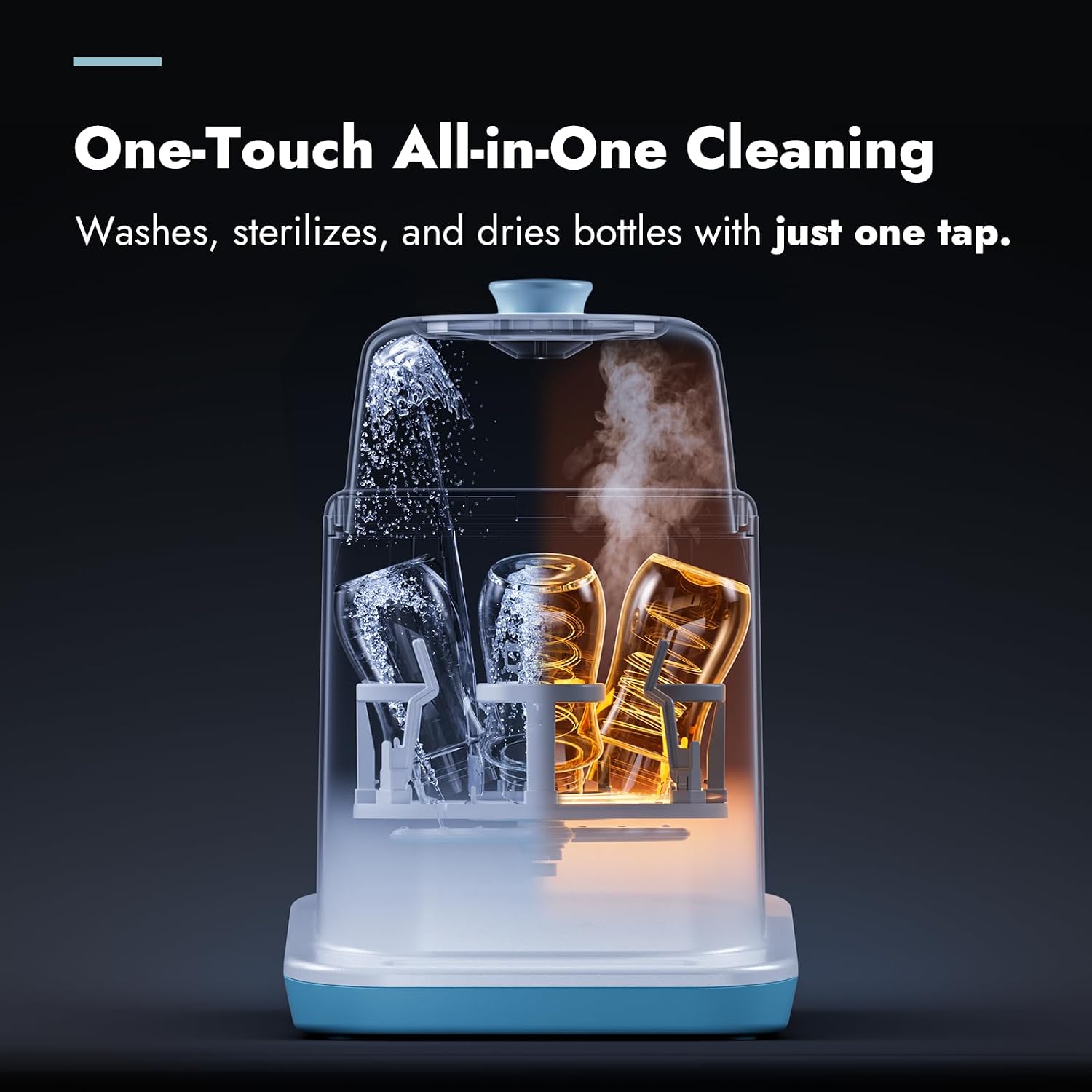 Papablic Baby Bottle Washer Pro, Bottle Washer & Sterilizer & Dryer, 4-in-1 Bottle Washer Sanitizer for Bottles, Pump Parts, & Baby Essentials - Quick & Clean with 60 Detergent Tablets, Grey