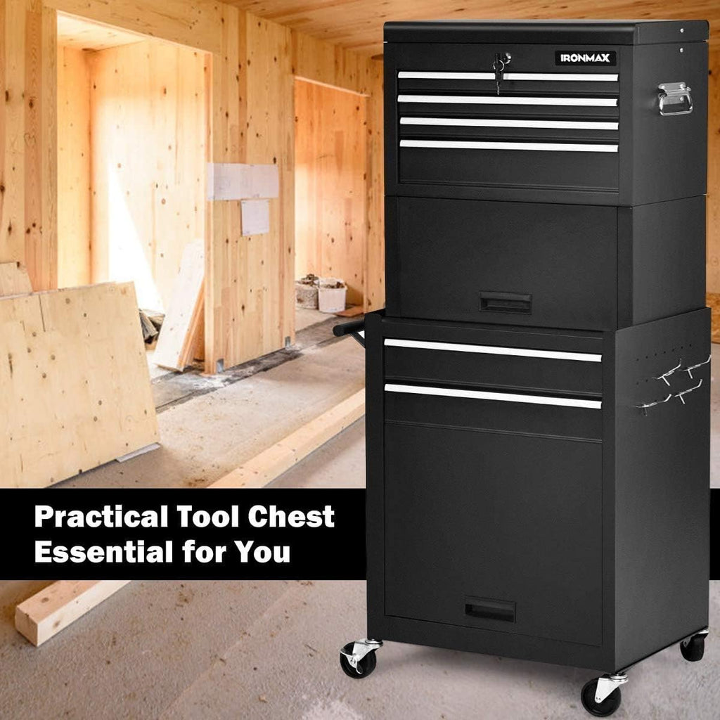 ARLIME 6-Drawer Rolling Tool Chest, Tool Storage Cabinet W/Sliding Drawers, Detachable Top Box & Locking System, Removable Toolbox Organizer for Garage & Warehouse (Black)