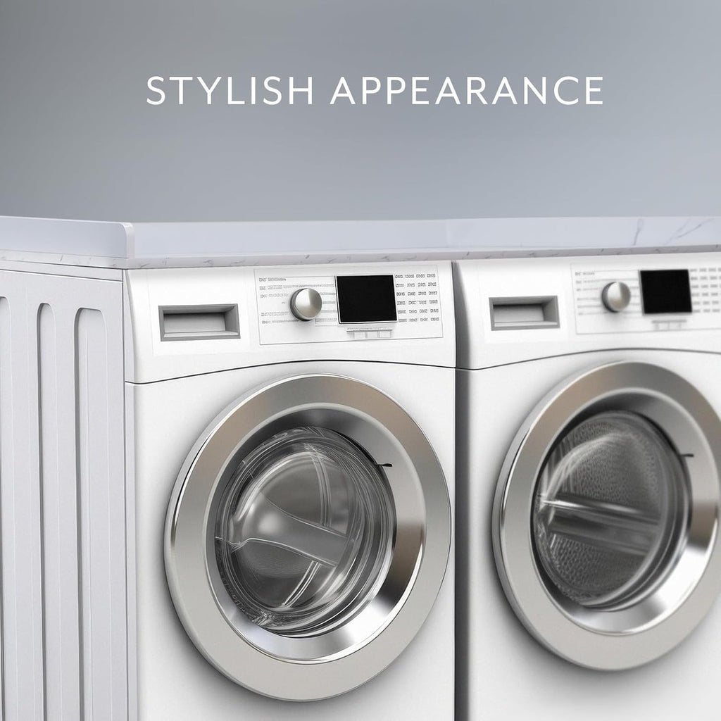 Life Finds 54 inch Washer Dryer Countertop with Safety Ledge for Laundry Room Organization, White Marble Pattern, LF-WDCT1WM