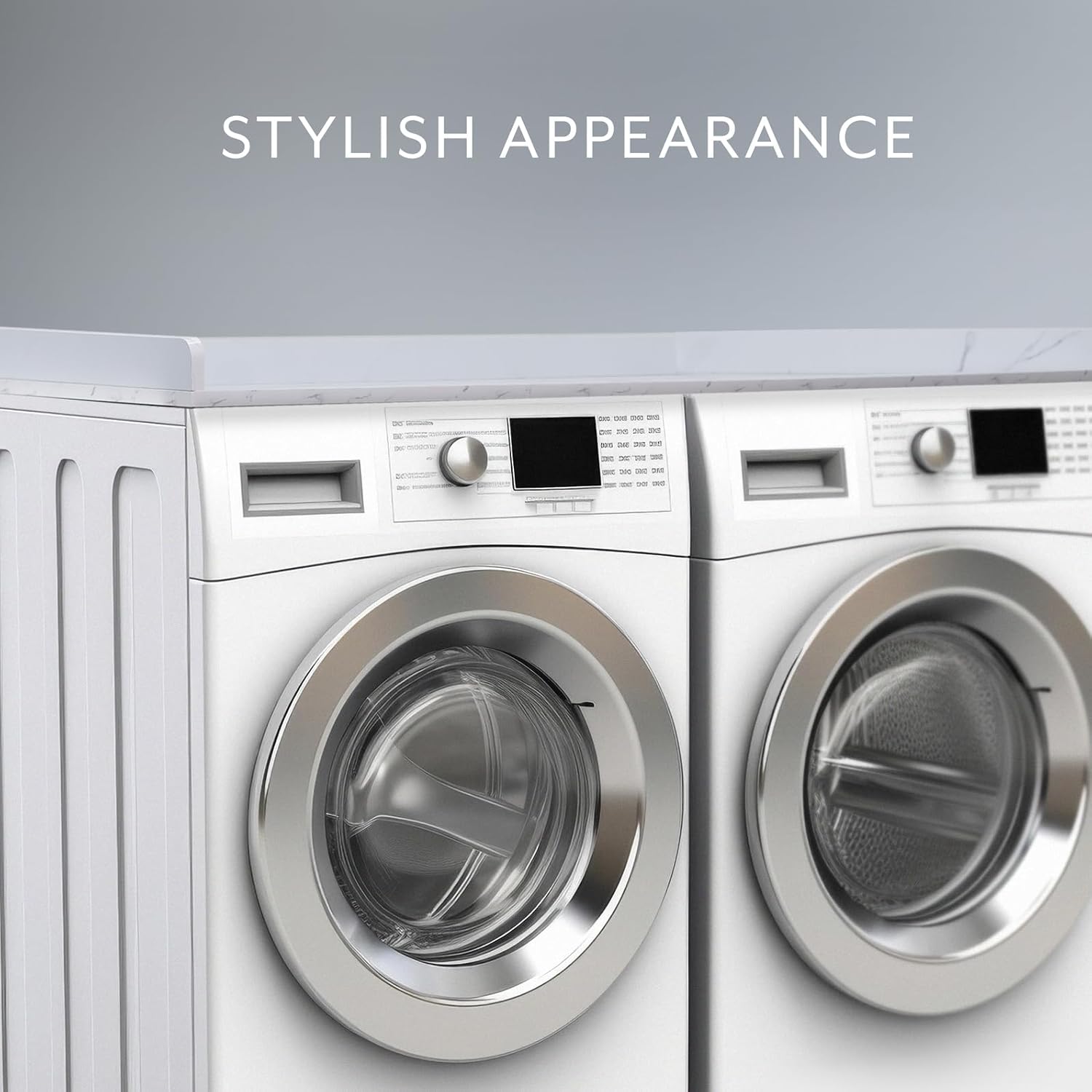 Life Finds 54 inch Washer Dryer Countertop with Safety Ledge for Laundry Room Organization, White Marble Pattern, LF-WDCT1WM