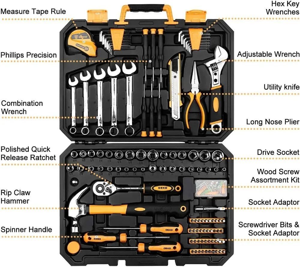 Fit for DEKOPRO 158 Piece Tool Set-General Household Hand Tool Kit,Auto Repair Tool Set, with Plastic Toolbox Storage Case