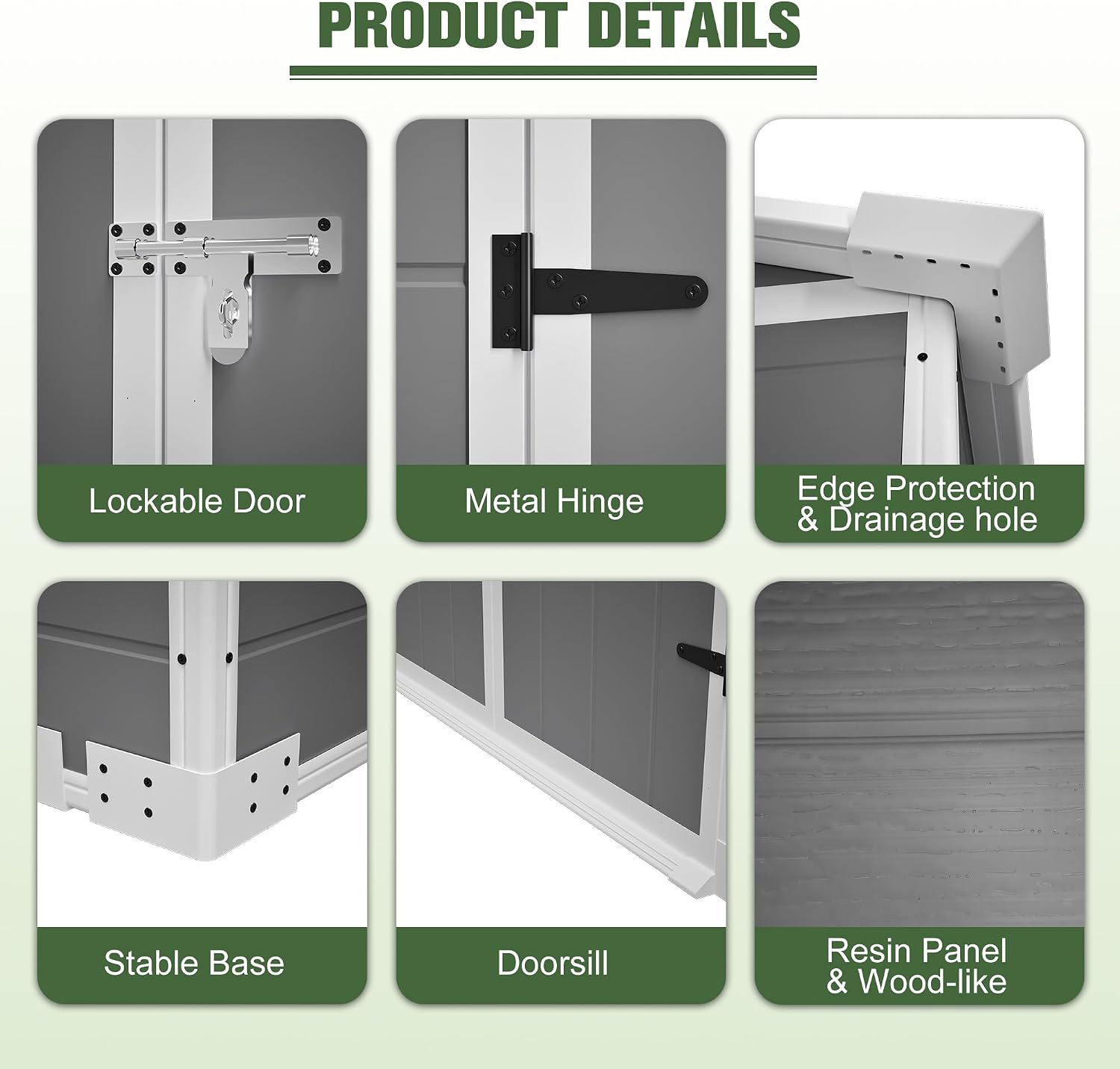 6x6 Resin Outdoor Storage Shed Kit Perfect to Store Patio Furniture, Garden Tools Bike Accessories, Beach Chairs and Lawn Mower, Grey & White