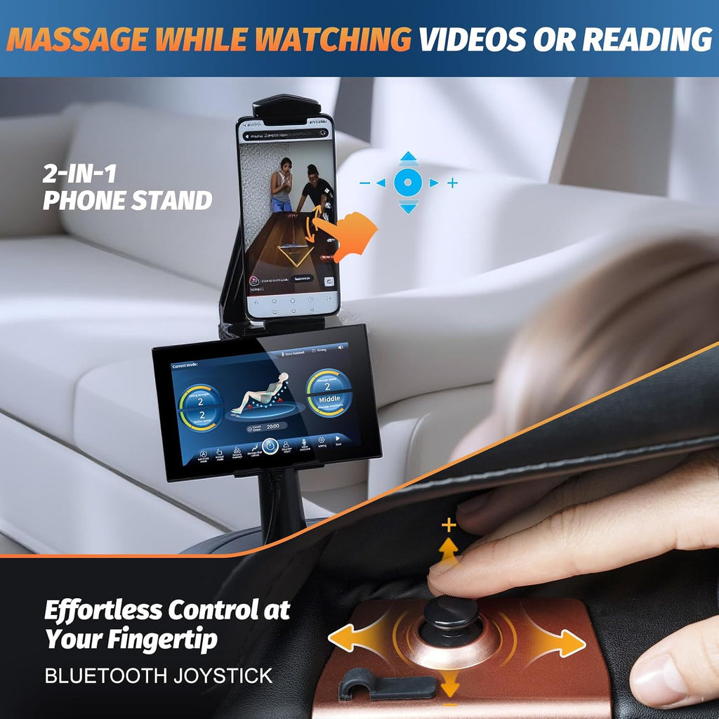 Massage Chair Full Body, 2026 Zero Gravity SL-Track Shiatsu Massage Chairs Recliner with AI Voice, LED Backlight Remote Control, Waist & Calf Heating, Phone Joystick and Holder, G6 Black