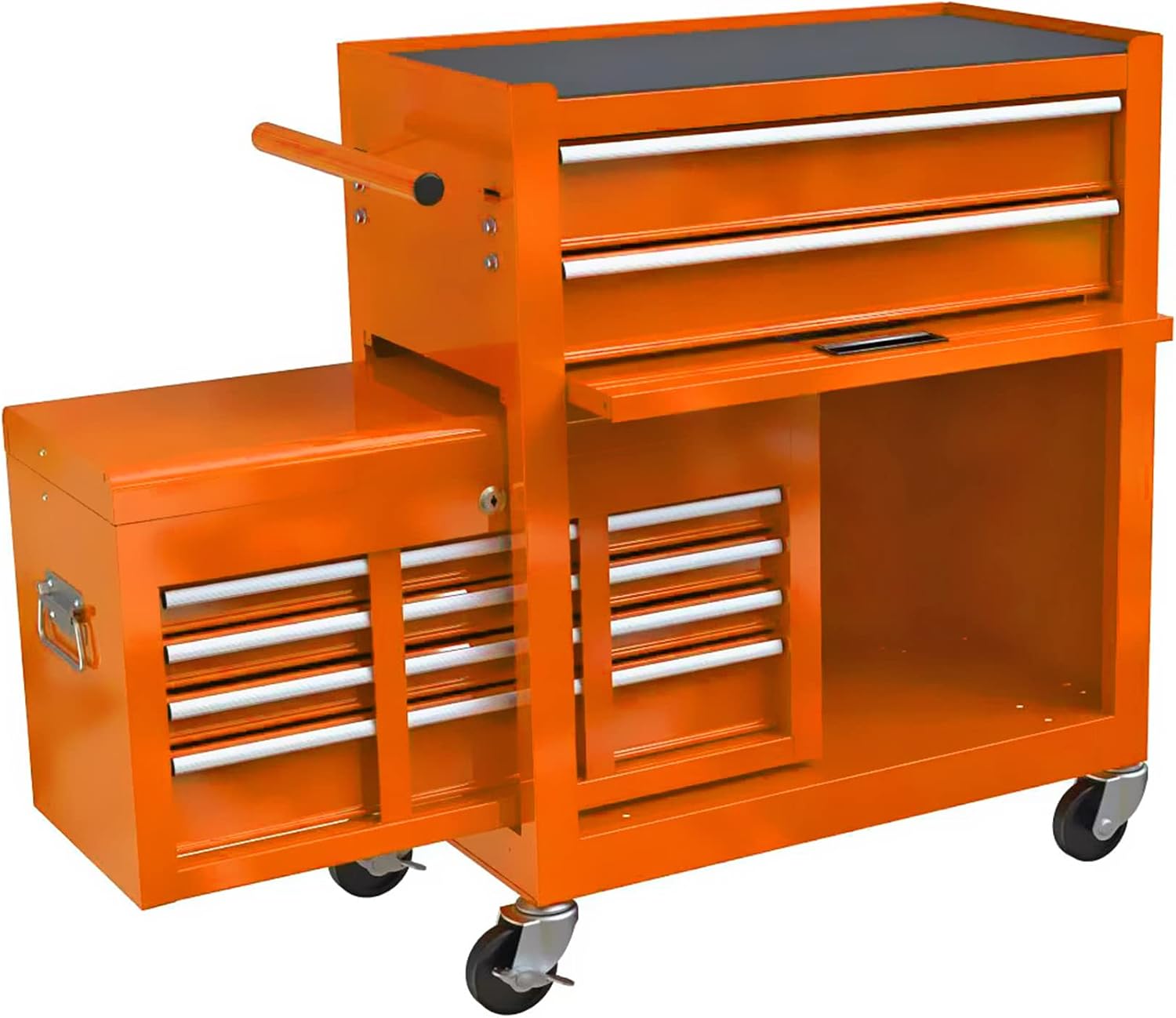 High Capacity Rolling Tool Chest with 8-Drawer Tool Box on Wheels Multifunctional Tool Cart Mechanic Tool Storage Cabinet for Garage, Warehouse, Workshop, Repair Shop (Orange)